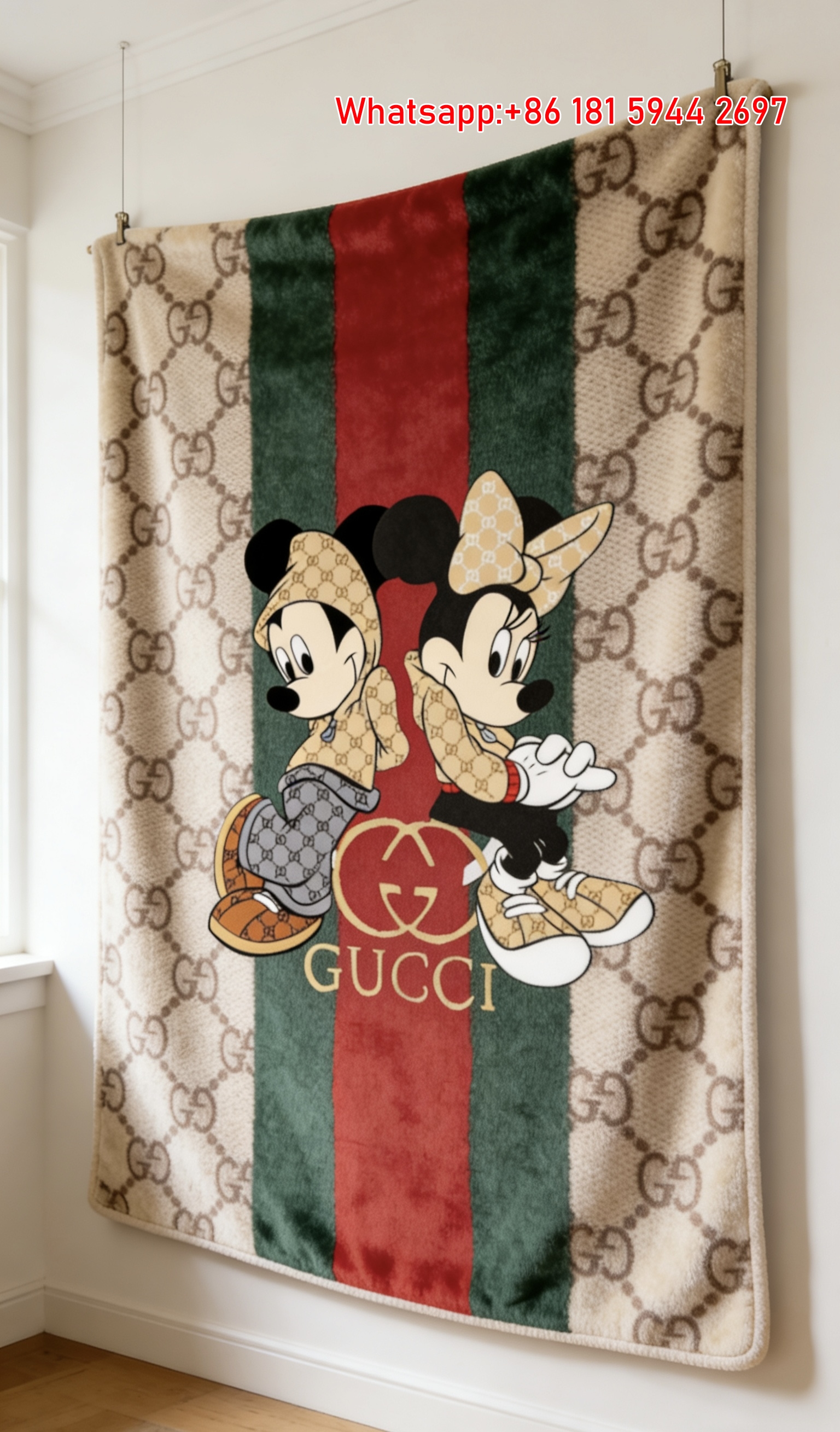 Gucci Mickey Minnie Flannel Blanket Wall Hanging throw blanket IMG_2423